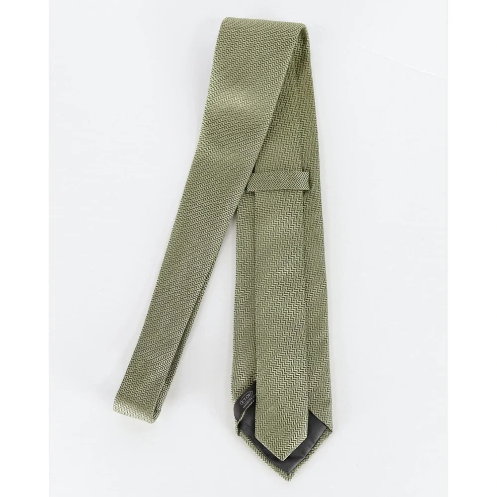 Eton 100% Silk Neck Tie Green Micro Herringbone Classic Woven Made in France 3